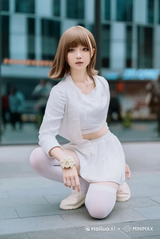 镜头逐渐拉近特写，风吹头发，微笑 by Hailuo AI Video Generator