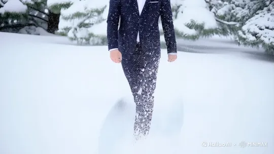 在雪地里走路样子 by Hailuo AI Video Generator