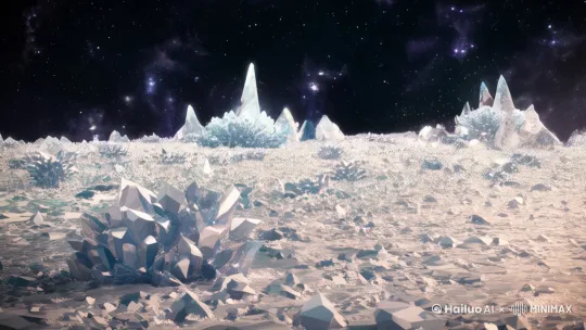 小女孩在一颗全是钻石的星球上飞行，电影大片特效 by Hailuo AI Video Generator