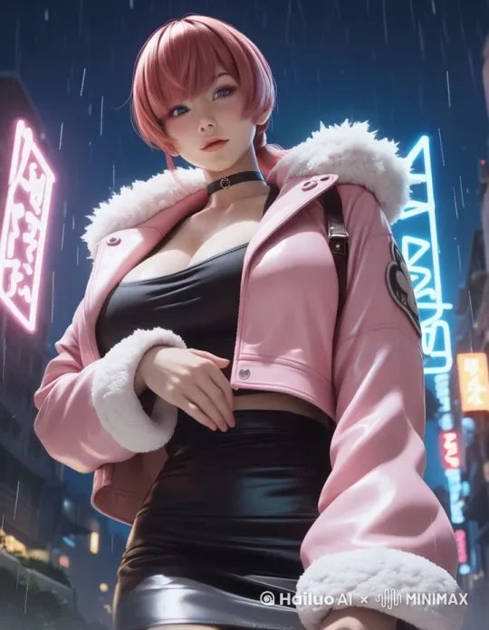 雷电、下雨、衣服和头发随风自然飘动。 by Hailuo AI Video Generator