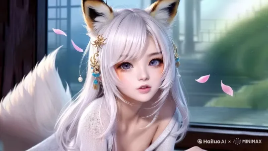 微笑，起身，耳朵煽动，摇尾巴 by Hailuo AI Video Generator