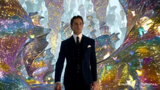 [Wide Tracking Shot, Surreal FX, Tilt-down]
A man in a tailored suit walks through a city where buildings twist and fold like paper, their surfaces covered in shifting, dreamlike patterns that defy logic and gravity.

[Erratic Zoom-in, Building Texture FX, Focus on Face]
The camera zooms in on the man’s face, his eyes reflecting the impossible architecture as he reaches out to touch a wall that dissolves into a cascade of butterflies, each one carrying a fragment of a dream.

[Pull-out, Slow Orbit, Depth of Field]
The camera pulls back, orbiting the man as the city transforms into a vast, empty desert, the butterflies forming a swirling vortex above him, symbolizing the fragility and impermanence of human imagination. by Hailuo AI Video Generator