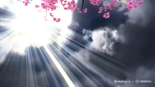 🌌《重力之外的相遇》🌠

分镜文案：

【全景俯拍】 
铅灰云层裂开光隙
樱花与金属碎片簌簌坠落

【0.2秒特写】
少年耳机线悬在锁骨
掌心游戏机还在闪烁

【慢镜旋转】
制服裙摆绽成降落伞
发丝间悬浮着星砂
她的睫毛擦亮大气层

【动态模糊】
书包里的日记本正在燃烧
纸页间飞出蓝闪蝶

【掌心特写】
触碰到体温的刹那
所有樱花突然静止
少年卫衣兜里的薄荷糖
开始逆着重力上升

【瞳孔倒影】
她眼中有银河坍缩成星环
"呐 这是你第327次接住我"

💫 当宇宙重置记忆坐标时
总有人会成为彼此的
——重力锚点 💫

（建议配合音效：玻璃风铃碎裂声+心跳声采样+倒计时电子音渐弱）
要求：正常手指，真人动图 by Hailuo AI Video Generator