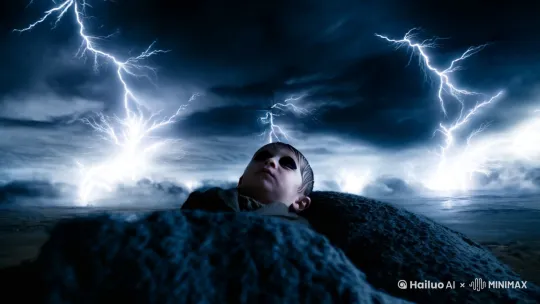 在一个风雨交加的夜里在欧亚大陆诞生了一个黑眼睛的小男孩 by Hailuo AI Video Generator