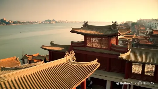 拈花湾 中景镜头
拍摄方式:无人机府伯
运镜: 沿街道缓缓推进
速度: 中等速度,略带缓慢
画面:
镜头沿着拈花湾的街道缓缓推进,从街道的一端移动到另一端。
捕捉唐风宋韵建筑的细节,如飞檐斗拱、雕花窗棂等,展现建筑的精美与独特。
镜头稍微拉近,捕捉到灯光与建筑细节的互动,如灯光透过窗棂洒下的光影变化。
偶尔捕捉到行人或游客,展现拈花湾的热闹与活力。
沿着街道缓缓前行,仿佛置身于一个梦幻的唐宋世界。灯火辉煌,建筑精美,每一处细节都散发着浓厚的文化气息。 by Hailuo AI Video Generator