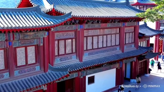 拈花湾 中景镜头
拍摄方式:无人机府伯
运镜: 沿街道缓缓推进
速度: 中等速度,略带缓慢
画面:
镜头沿着拈花湾的街道缓缓推进,从街道的一端移动到另一端。
捕捉唐风宋韵建筑的细节,如飞檐斗拱、雕花窗棂等,展现建筑的精美与独特。
镜头稍微拉近,捕捉到灯光与建筑细节的互动,如灯光透过窗棂洒下的光影变化。
偶尔捕捉到行人或游客,展现拈花湾的热闹与活力。
沿着街道缓缓前行,仿佛置身于一个梦幻的唐宋世界。灯火辉煌,建筑精美,每一处细节都散发着浓厚的文化气息。 by Hailuo AI Video Generator