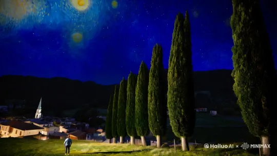 跻身于梵高的星空 by Hailuo AI Video Generator
