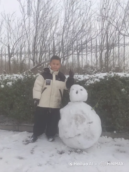 让雪人活过来，和旁边的小男孩一起手拉手跳一段舞 by Hailuo AI Video Generator