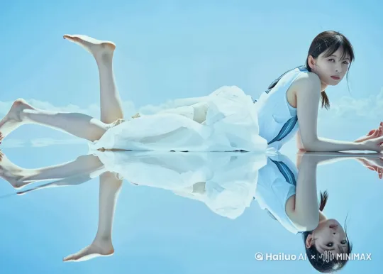 摆腿，风吹起头发，手撩头发 by Hailuo AI Video Generator