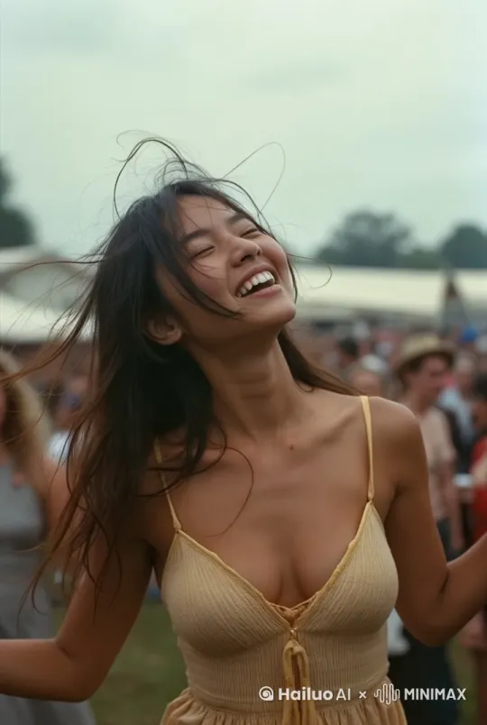she laughs happily by Hailuo AI Video Generator