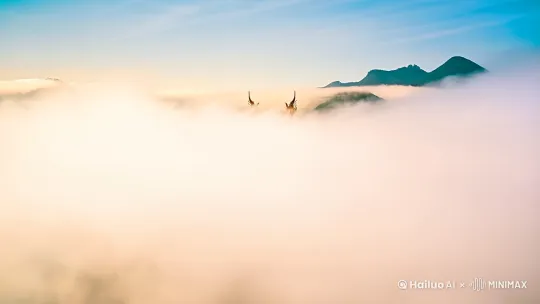 Create a 15-second vertical video (9:16) titled "Blessing from Guanyin" with a powerful and awe-inspiring atmosphere.

Scene 1 (0-5s): Start with a tranquil sea of clouds that slowly parts to reveal distant green mountains and a temple. The camera slowly moves forward, revealing the temple's roof glistening in the sunlight.

Scene 2 (5-10s): Transition to the interior of the temple, where a lifelike statue of Guanyin is positioned at the center, surrounded by a soft, divine light.

Scene 3 (10-15s): The statue of Guanyin suddenly emits a powerful, radiant light that fills the entire screen. The light is interspersed with tiny golden particles, creating a divine atmosphere. The light bursts forth with a slow-motion effect, enhancing the visual impact.

Visual Effects: Use high-saturation colors, especially gold and white, to intensify the visual impact. Add dynamic blur effects to the light bursts. Incorporate a subtle golden particle effect to simulate a sacred atmosphere.

Sound Effects: Begin with soft background music, such as the sound of wooden fish and chanting, to create a peaceful atmosphere. Gradually increase the intensity of the music, adding deep drumbeats and melodious flute sounds. At the climax, introduce a powerful sound effect, like a thunderous roar and strong wind, coinciding with the light burst. The background music should reach its peak, featuring choral voices to enhance the sense of awe.

Text and Symbols: Add brief text at the beginning and end, such as "Blessing from Guanyin" and "Peace and Good Fortune," using an ancient calligraphy font to enhance the cultural atmosphere. In the moment of the light burst, include a brief symbol, such as "卍," to intensify the religious atmosphere.

Overall Atmosphere: The overall atmosphere should be sacred and solemn, with a strong visual and auditory impact to capture the audience's attention. The transitions in color and light should be smooth and natural, avoiding abrupt changes. by Hailuo AI Video Generator