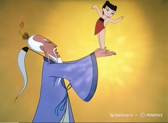 哪吒诞生，太乙真人把他捧在手上，哪吒迅速长大，按照电影哪吒之魔童闹海风格，超现实 3维  by Hailuo AI Video Generator