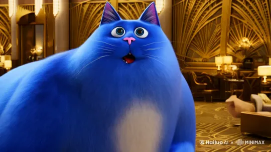 一个蓝色的胖猫在说话 by Hailuo AI Video Generator