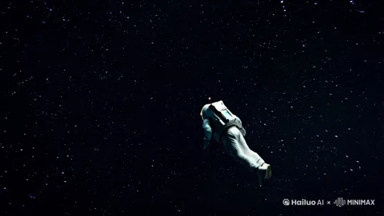 在宇宙中一个人在空中漫步，忽然出现一条空间裂缝从中飞出一条有五个头每个头颜色不同身体为暗黑色，巨形摄影，64k电影 by Hailuo AI Video Generator