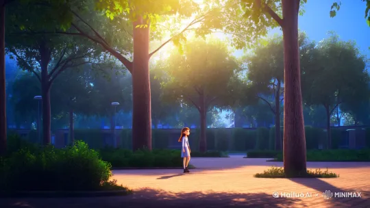 二次元少女，微风，阳光下，校园 by Hailuo AI Video Generator