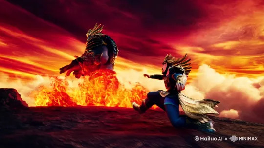 哪吒和火云邪神对打 by Hailuo AI Video Generator