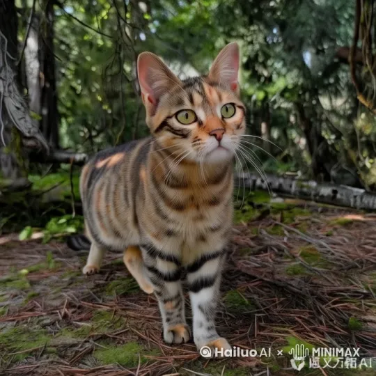 让这只猫动起来显得活灵活现，毛也是被风吹着活灵活现的样子。 by Hailuo AI Video Generator