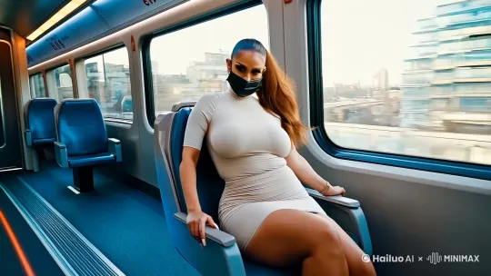 高铁的座位中,有位身材丰满的美女侧身坐着。她穿着的浅色紧身短袖凸显出优美线条,短裙更添魅力。扎起的马尾随风飘动,身材好,胸部特别丰满,口罩也难掩其气质。窗外模糊的建筑物快速闪过,此乃真实而精彩的摄影作品,画质达 32K 高清,
by Hailuo AI Video Generator