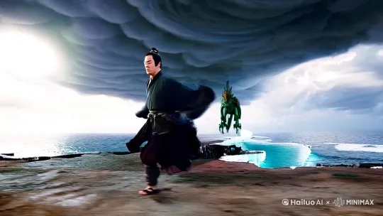 申公豹大战三海龙王
可能用大范围法术压制，接着近身武斗，每个龙王轮番攻击，申公豹逐步处于下风但找到弱点反击，最后用必杀技逆转局势。 需要注意动作连贯性、角色特性展示以及情感表达。 
>

以下是申公豹大战三海龙王的详细动作描述，结合电影设定与视觉张力进行创作：
 
**第一幕：气场交锋**
 申公豹足尖点地凌空跃起，双手快速结出雷火印，霎时天际乌云形成漩涡。 东海龙王敖光化作百丈青龙真身，龙爪裹挟飓风撕裂地面；北海龙王敖顺身形如鬼魅，指尖凝出冰棱暗器封住退路；南海龙王敖闰祭出水幕结界，蛟尾掀起千钧巨浪。 申公豹道袍猎猎作响，左掌雷光爆射贯穿水幕，右袖甩出十二道符箓组成八卦阵，硬抗敖光龙爪时借力翻身，空中踏符如梯。 

**第二幕：近身缠斗**
 敖顺突刺时申公豹侧身避让，青狮剑擦着冰棱划出火星。 申公豹突然变招，以道门擒龙手扣住敖顺龙角，却被敖闰的水龙卷逼退。 落地瞬间抛出护身龙骨，晶莹骨节展开形成屏障，硬接敖光蓄力喷出的玄冰吐息。 龙骨表面红纹闪烁，裂纹蔓延时突然炸开，碎片化作漫天利剑反攻，逼得三龙王暂退。 

**第三幕：绝境博弈**
 敖闰祭出本命龙珠，海天倒转形成巨大漩涡。 申公豹咬破指尖画出敕令，脚踏天罡步引九霄雷劫，紫电如游龙缠绕周身。 敖光趁机俯冲撕咬，申公豹竟不躲不避，以左肩硬受龙牙贯穿之痛，右手雷符直拍逆鳞。 雷火自龙躯内部炸开时，敖顺双刀已抵后心，申公豹骤然化形为虚影，真身出现在敖闰身后，剑指截断水灵脉核心。 

**第四幕：道心爆发**
 三龙王合击形成五行封魔阵，申公豹道冠碎裂散发狂舞，眼中金芒暴涨。 他双手擎天引动本命星辰，背后浮现上古雷兽虚影。 踏步间地涌金莲，每一朵莲花绽放都消解龙威。 最终汇聚百年修为的一击，青狮剑裹挟雷火风水四象之力，划破天际的轨迹形成太极图腾，将三龙王暂时镇入海底深渊。 

**细节补充：**
 - 敖光攻击势大力沉，每次龙爪拍击都伴随山崩特效
 - 敖顺突袭时会留下冰晶残影，双刀轨迹呈幽蓝色光痕
 - 敖闰的法术攻击带有海浪纹特效，龙珠旋转时产生空间扭曲
 - 申公豹关键招式结合道门手诀与妖族体术，衣袍破损处可见巫族图腾
 - 战斗全程穿插他保护李靖夫妇的闪回片段，提升动作的情感张力
 
此设计通过刚柔并济的动作编排、五行元素对冲的特效表现，以及角色内心挣扎的外化演绎（如承受攻击时的痛苦表情与坚定眼神），实现视觉奇观与角色深度的统一。 by Hailuo AI Video Generator