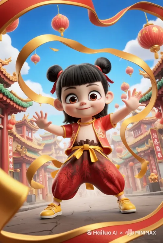 火焰燃烧特效，变身特效，丝带旋转飞舞 by Hailuo AI Video Generator