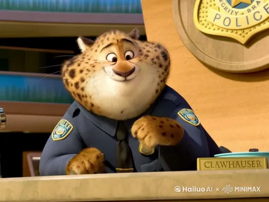 豹子警官开心的吃甜甜圈 by Hailuo AI Video Generator