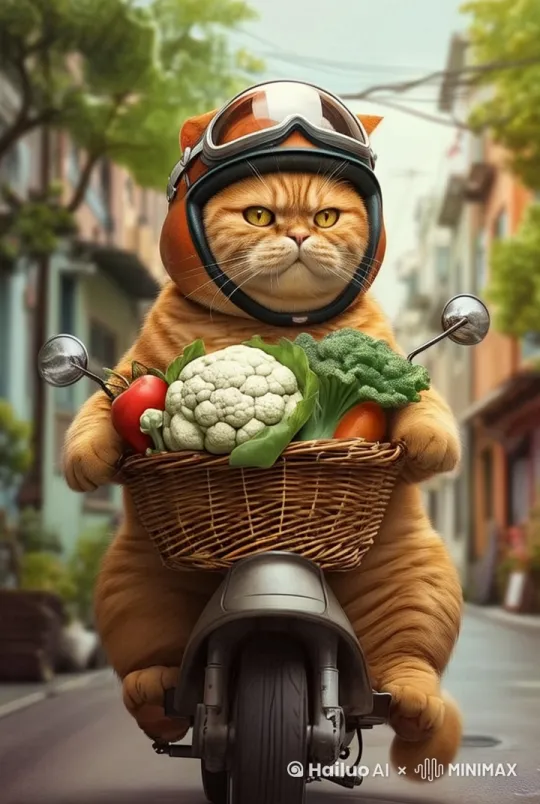 猫咪往前骑电动车 by Hailuo AI Video Generator