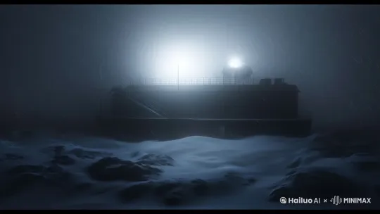 黑夜，暴风雪，灯光，镜头推进
 by Hailuo AI Video Generator