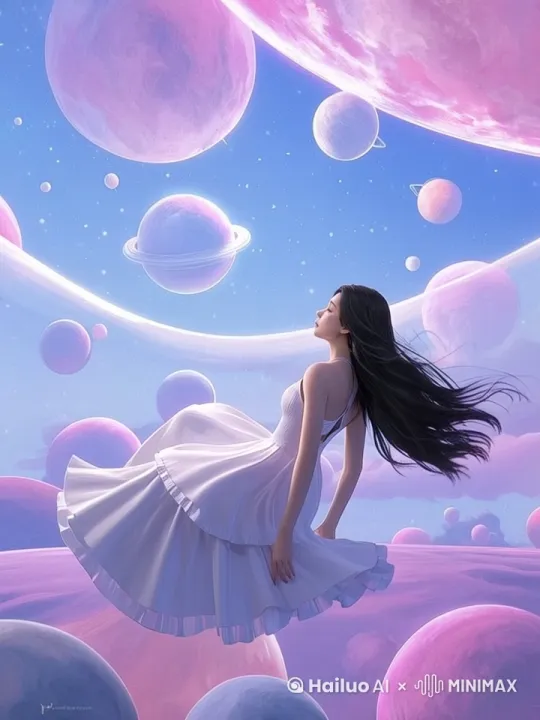 头发浮动，裙摆浮动 by Hailuo AI Video Generator