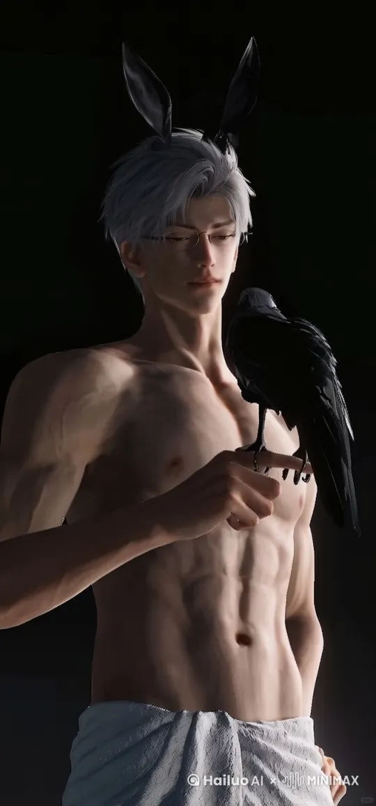 图片中男生有自然呼吸起伏，跟手上鸟有互动 by Hailuo AI Video Generator