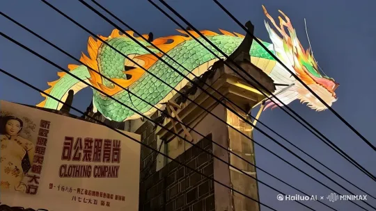 龙活动了起来，在空中舞动往图片的右边飞去 by Hailuo AI Video Generator