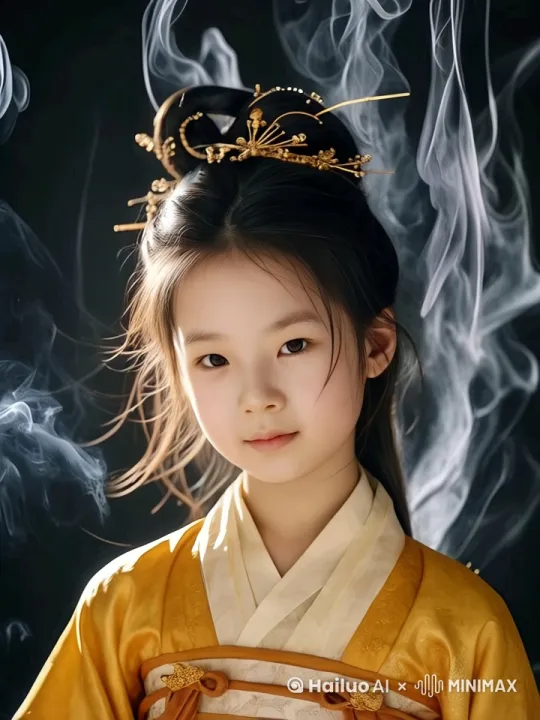 烟雾缭绕，女孩娇羞眼神，抛媚眼 by Hailuo AI Video Generator