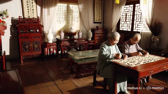 (视频中不要出现外国人)中国老年一家人的品质生活 by Hailuo AI Video Generator