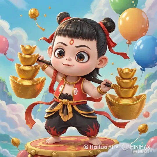 哪吒拜年送财宝 by Hailuo AI Video Generator