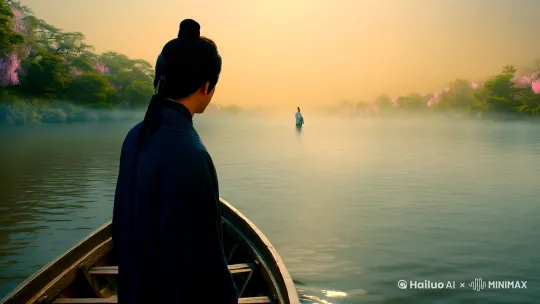 赠汪伦
              李白
李白乘舟将欲行，
忽闻岸上踏歌声。
桃花潭水深千尺，
不及汪伦送我情。 by Hailuo AI Video Generator