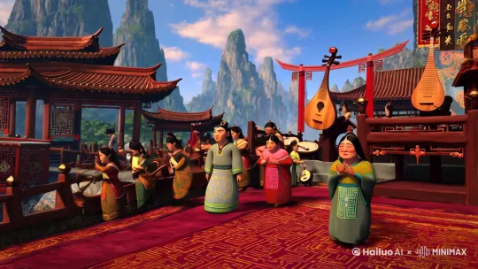 《哪吒2》不仅是一部视觉盛宴，更是一部文化力作。影片以中国古代神话为蓝本，巧妙融合了传统文化元素与现代叙事手法。从贵州侗族山歌到蒙古呼麦，从琵琶到唢呐，影片通过民族音乐和东方美学，展现了中华文化的独特魅力。  

影片中的角色设计也充满了东方神韵。海底妖兽的牙齿参考了中国古代妖怪绘画，天元鼎的内外对比则隐喻了正邪交织的复杂人性。这些细节不仅丰富了影片的文化内涵，也让观众感受到了国产动画的文化自信。 by Hailuo AI Video Generator