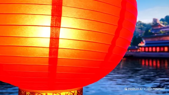 朱砂红宫灯晕染+UE5《清明上河图》数字孪生+汤圆ASMR拉丝+15秒卡点挑战 by Hailuo AI Video Generator
