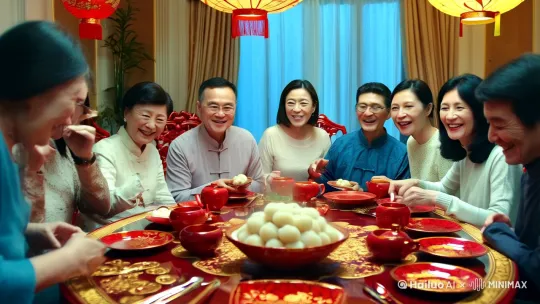 蛇年元宵节家人团圆吃汤圆 by Hailuo AI Video Generator
