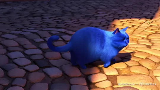 一只蓝色胖胖的猫在走路 by Hailuo AI Video Generator