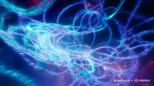 混沌未开的宇宙，旋转的星云与暗物质交织，顶天立地的巨人轮廓，肌肉如山脉般隆起，闪耀着远古符文的青铜巨斧劈开虚空，清气上升为璀璨星河，浊气下沉成熔岩大地，巨人化作山川河流，毛发变成原始森林，敦煌壁画质感混合赛博朋克光效，水墨晕染的天地分界线"，流动的金色甲骨文环绕巨人，量子粒子特效构建万物雏形，慢镜头展示斧刃劈开混沌的冲击波，延时摄影般快速演变的日月星辰，能量涟漪在虚空中持续扩散，巨人皮肤龟裂迸发岩浆与清泉，伦勃朗式侧光勾勒肌肉线条，霓虹极光在新生天空流动，地心熔岩的暗红色辉光，星云折射产生的丁达尔光柱，混沌漩涡：镜头穿越量子泡沫状物质，逐渐浮现巨人剪影（macro shot of swirling primordial chaos, fractal patterns glowing with cosmic energy, faint giant silhouette emerging），突然睁开的瞳孔映射出星系诞生（extreme close-up of glowing amber iris, galaxies forming in reflection, eyelashes dripping molten gold），慢动作劈砍，斧刃接触混沌瞬间的粒子爆发，天地分离，上下镜面分割，上方水晶般清澈/下方岩浆涌动（slow-motion axe swing creating shockwave, yin-yang energy splitting frame, 8k hyperdetailed debris crystallization），躯体化生：巨人倒下时身体地貌实时生成（timelapse topographic growth from falling body, rivers forming in vein patterns, mountains rising from joints），现代地球与远古幻象重叠（modern city skyline overlay with translucent giant figure, holographic mythology interface）
   iridescent black marble textures
   neon celestial jade gradients
  oxidized bronze patina highlights
dutch angle dramatic shots
  god's eye view vertigo zoom
  360度环绕式镜头推进 by Hailuo AI Video Generator