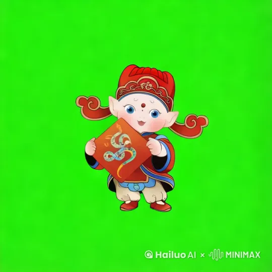 背景色不要变，小人微笑瑶瑶身子和脑袋 by Hailuo AI Video Generator