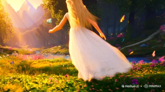 核心元素：
穿着白裙子的小女孩 (Little girl in white dress)
阳光明媚的森林 (Sunlit forest)
奔跑动作 (Running movement)
自然光效 (Natural lighting)
细节强化：
飘动的亚麻色长发 (Flowing flaxen hair)
野花点缀的绿草地 (Wildflower-dotted meadow)
蝴蝶环绕飞舞 (Fluttering butterflies)
树影斑驳的光线 (Dappled sunlight through leaves)
动态效果：
慢动作奔跑 (Slow-motion running)
旋转裙摆特写 (Swirling dress close-up)
飞扬的发丝细节 (Strand-level hair dynamics)
光晕粒子特效 (Lens flare particle effects)
氛围营造：
童话风格渲染 (Fairytale rendering)
柔焦梦幻质感 (Dreamlike soft focus)
温暖色调 (Golden hour color palette)
丁达尔光线效果 (God rays atmospheric)
场景扩展：
树冠透光视角 (Canopy perspective shot)
林间小径纵深 (Forest path depth)
溪流反光背景 (Stream reflection BG)
远处朦胧山脉 (Misty mountain range)
技术参数建议：

4K分辨率 (4096x2160)
24fps电影帧率
16:9宽高比
Unreal Engine 5渲染
可添加风格化关键词：

Studio Ghibli风格色彩
超现实自然主义
动态模糊处理
8K细节纹理[左移,上升] by Hailuo AI Video Generator
