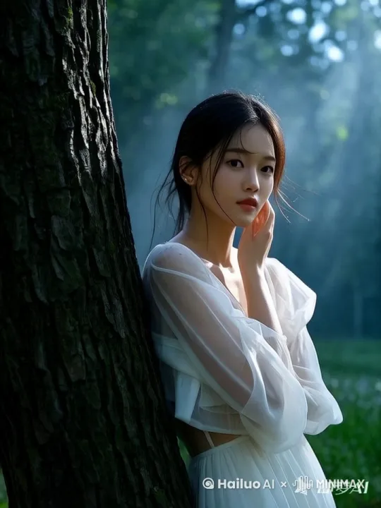 美女向左看 向正前方的我抛个媚眼 by Hailuo AI Video Generator