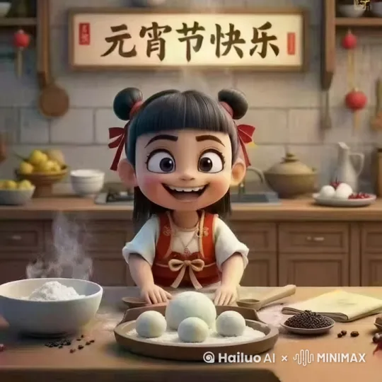 哪吒双事作揖，恭祝大家元宵节快乐 by Hailuo AI Video Generator