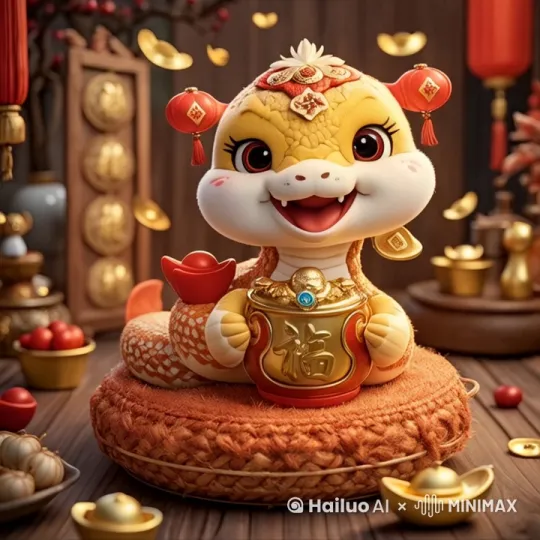 主题有节奏舞动身体，有眨眼睛的动作，嘴巴在说话，背景中灯笼有光，地上小烟花闪烁 by Hailuo AI Video Generator