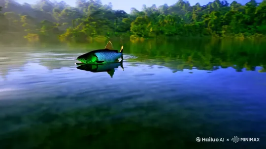 一只鱼在湖边喝水 by Hailuo AI Video Generator