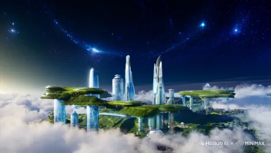在璀璨的星空下，我们将踏入一座充满生命力的未来城市。高耸入云的透明建筑，绿植覆盖的生态系统，空中飞行器穿梭不停，城市在可持续能源的驱动下焕发出勃勃生机。这里，科技与自然早已完美融合，人类智慧与地球的和谐共生成为现实。 by Hailuo AI Video Generator