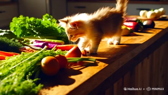 小猫切菜 by Hailuo AI Video Generator