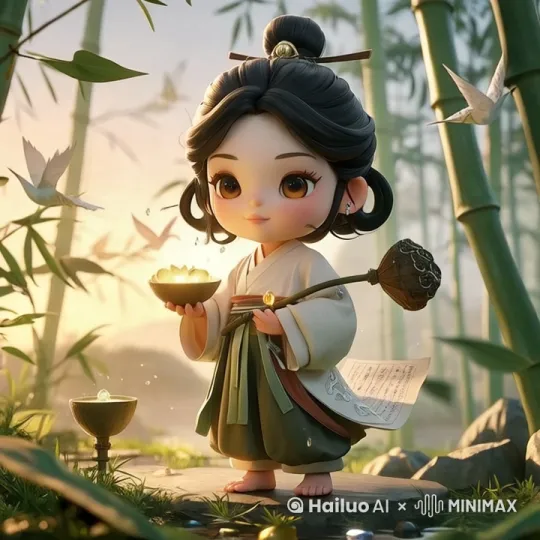 蹲姿，双脚浸泡水中晃动 by Hailuo AI Video Generator