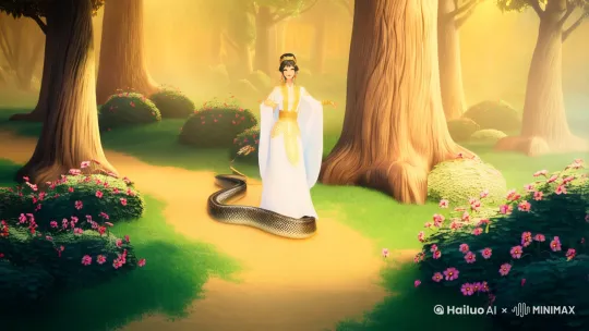 她具有人的身体和蛇的尾巴，翩翩起舞，姿态优美，动作轻盈，笑容可爱，似乎仙女一般，让所有人为她陶醉 by Hailuo AI Video Generator