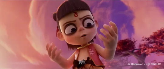 哪吒手中拿着一颗灵珠，开心的大笑 by Hailuo AI Video Generator